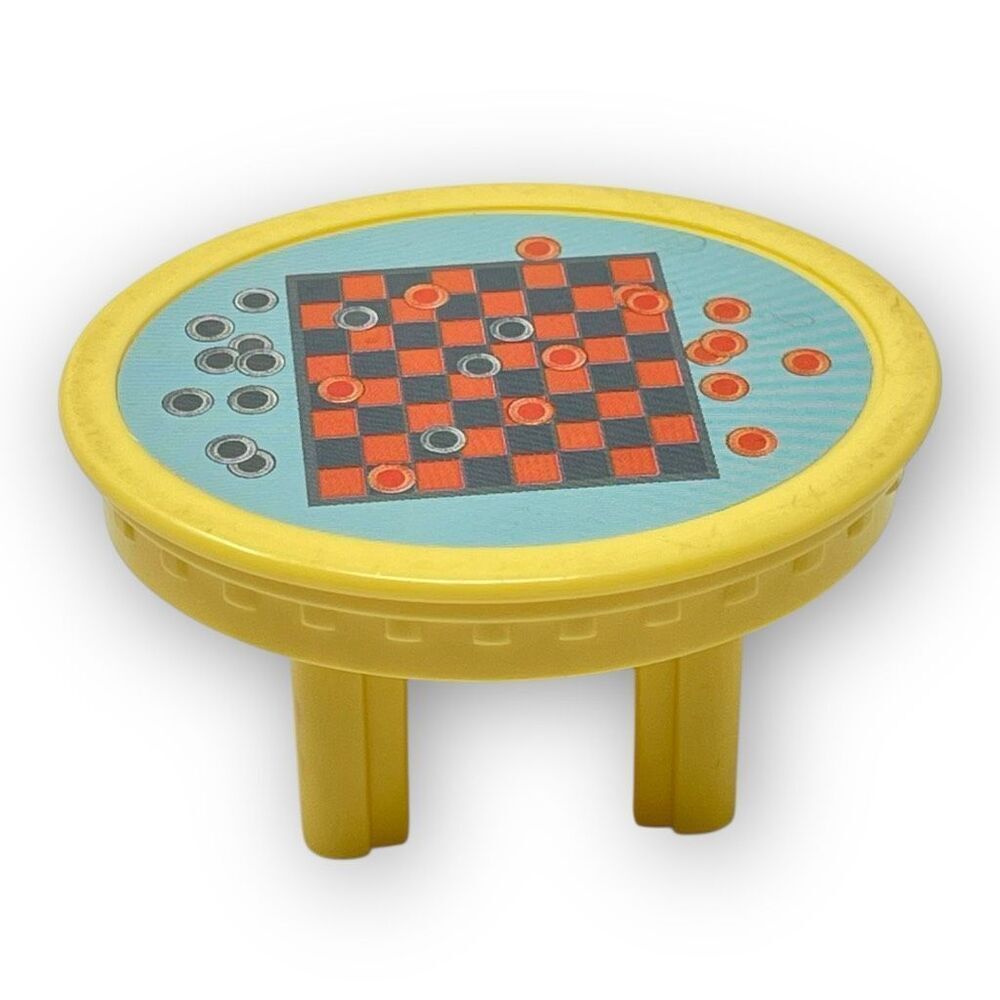 Fisher Price Loving Family Checkers Table Yellow Dollhouse Accessory 1999